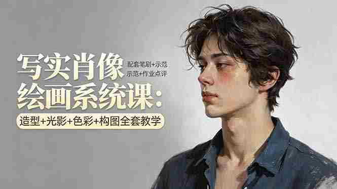 (17967期)写实肖像绘画系统课:造型+光影+色彩+构图全套教学,配套笔刷+示范+作业点评-OG资源站