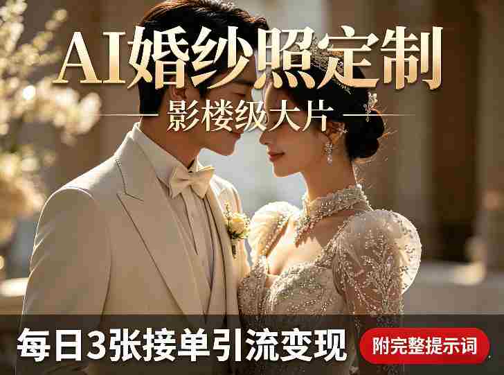 AI婚纱照定制影楼级大片,每日3张接单引流变现,轻松实现副业增收(附完整提示词)-OG资源站