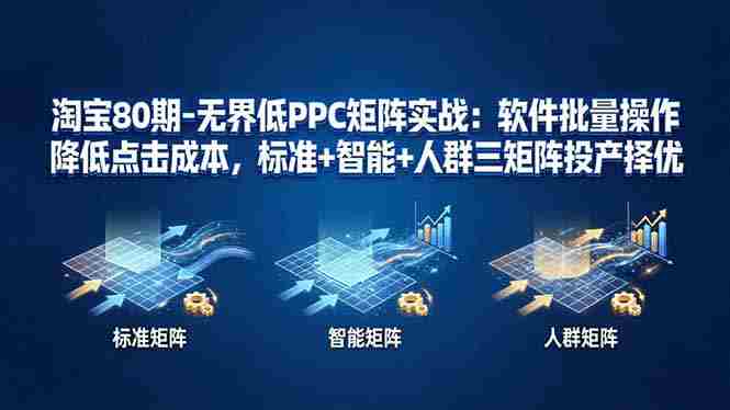 (17987期)淘宝80期-无界低PPC矩阵实战:软件批量操作降低点击成本,标准+智能+人群三矩阵投产择优-OG资源站