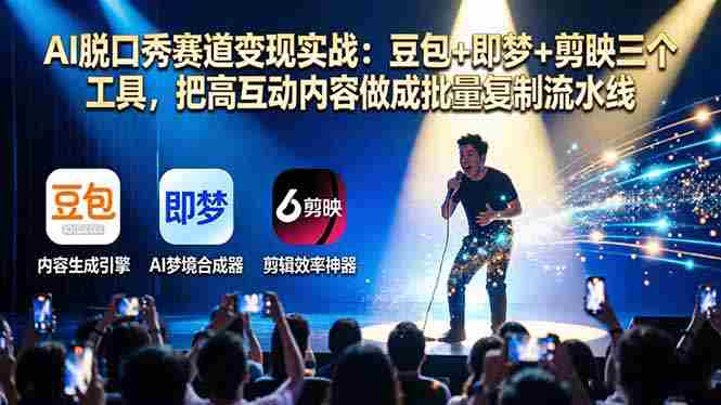 (17990期)AI脱口秀赛道变现实战:豆包+即梦+剪映三个工具,把高互动内容做成批量复制流水线-OG资源站