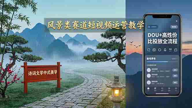 （17992期）风景类赛道短视频运营教学：诗词文学中式美学，新号养号对标账号定位，DOU+高性价比投放全流程-OG资源站