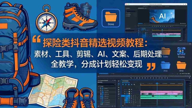 (17994期)探险类抖音精选视频教程:素材、工具、剪辑、AI、文案、后期处理全教学,分成计划轻松变现-OG资源站