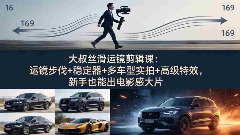 （18004期）大叔丝滑运镜剪辑课：运镜步伐+稳定器+多车型实拍+高级特效，新手也能出电影感大片-OG资源站