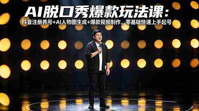 （18012期）AI脱口秀爆款玩法课：抖音注册养号+AI人物图生成+爆款视频制作，零基础快速上手起号-OG资源站