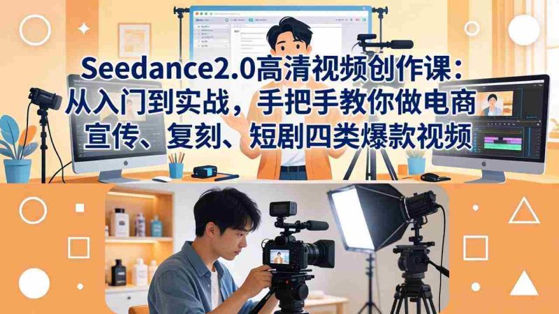 （18019期）Seedance2.0高清视频创作课：从入门到实战，手把手教你做电商、宣传、复刻、短剧四类爆款视频-OG资源站