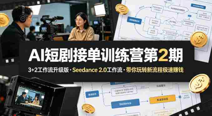 AI短剧接单训练营第2期,3+2工作流升级版,Seedance 2.0工作流,带你玩转新流程极速賺钱-OG资源站