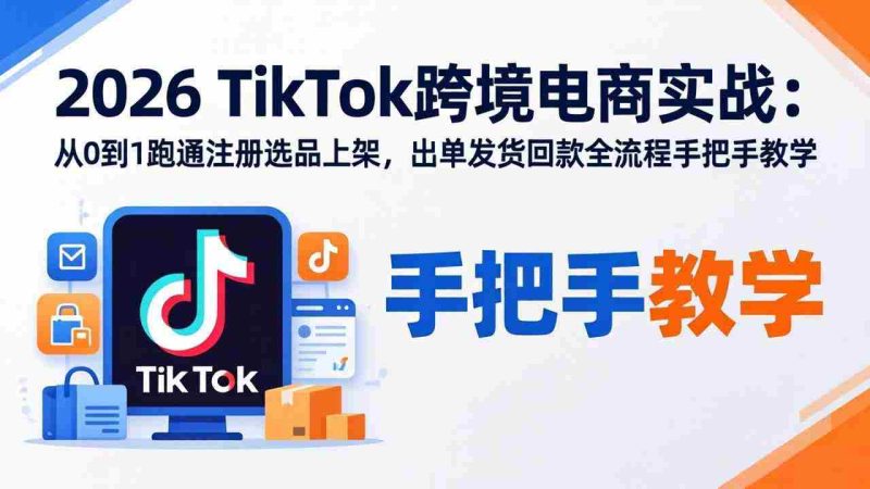 (18027期)2026TikTok跨境电商实战-更新:从0到1跑通注册选品上架,出单发货回款全流程手把手教学-OG资源站