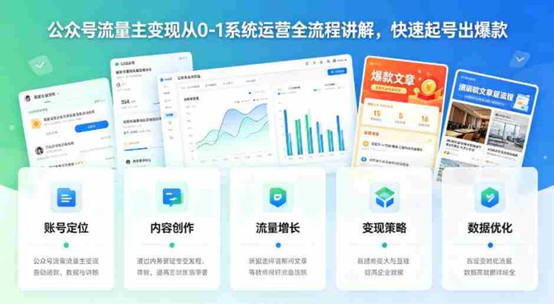 公众号流量主变现从0-1系统运营全流程讲解,快速起号出爆款-OG资源站
