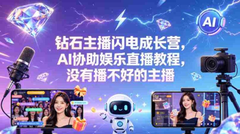 钻石主播闪电成长营，Al协助娱乐直播教程，没有播不好的主播-OG资源站