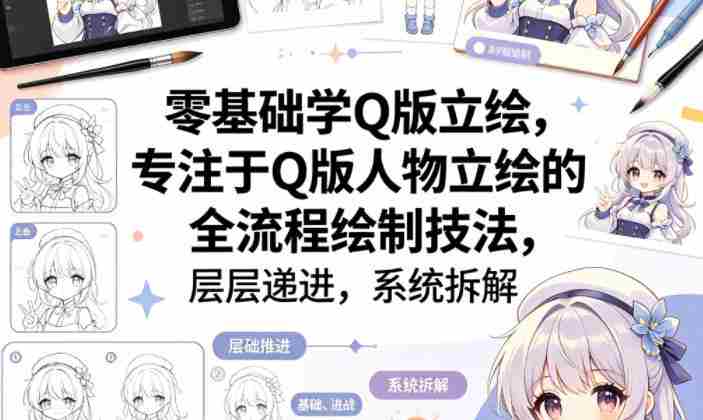 零基础学Q版立绘，专注于Q版人物立绘的全流程绘制技法，层层递进，系统拆解-OG资源站
