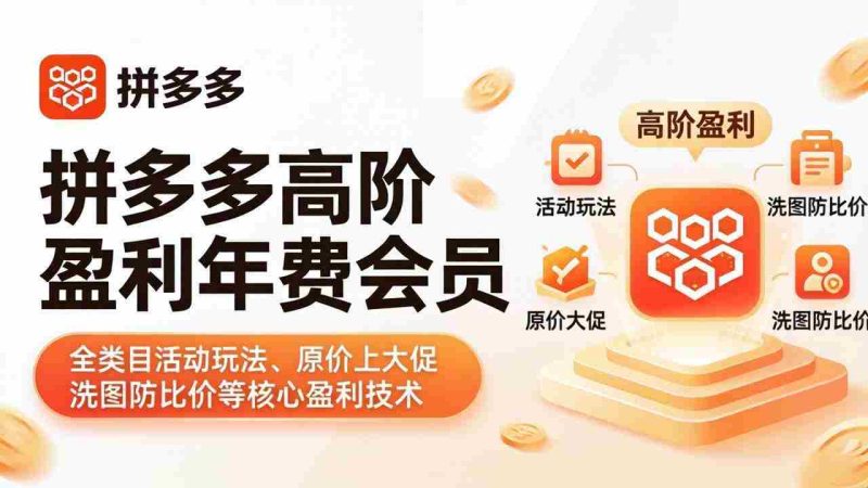 （18063期）拼多多高阶盈利年费会员(更新4月15)：全类目活动玩法、原价上大促、洗图防比价等核心盈利技术-OG资源站
