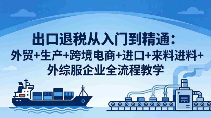 (18065期)出口退税从入门到精通:外贸+生产+跨境电商+进口+来料进料+外综服企业全流程教学-OG资源站