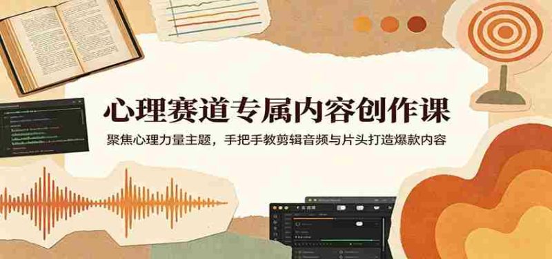 心理赛道专属内容创作课:聚焦心理力量主题,手把手教剪辑音频与片头打造爆款内容-OG资源站