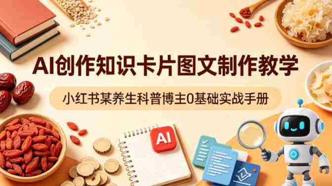 AI创作知识卡片图文制作教学，小红书某养生科普博主0基础实战手册-OG资源站