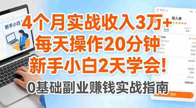 4个月实战收入3W+，每天操作20分钟，新手小白2天学会【揭秘】-OG资源站