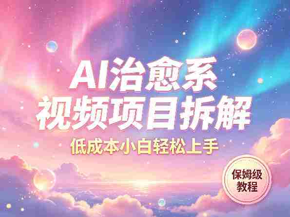 AI治愈系视频项目拆解，低成本小白轻松上手，保姆级教程-OG资源站
