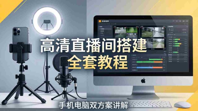 (18104期)高清直播间搭建全套教程,手机电脑双方案讲解,设备选型调试多机位实操教学-OG资源站