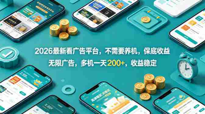 2026最新看广告平台,不需要养机,保底收益,无限广告,多机一天200+,收益稳定【揭秘】-OG资源站
