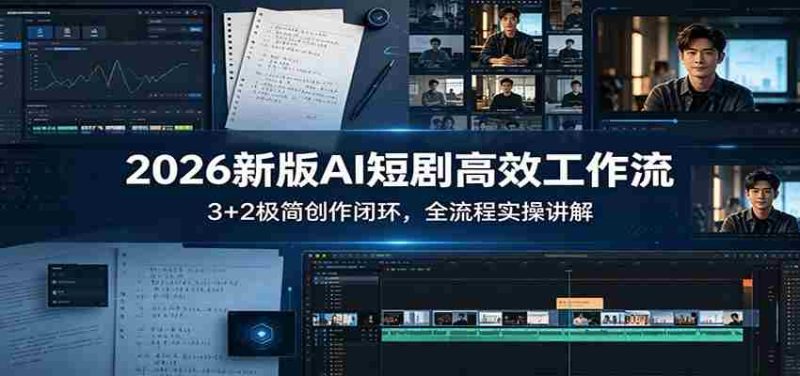 2026新版AI短剧高效工作流：3+2极简创作闭环，全流程实操讲解-OG资源站
