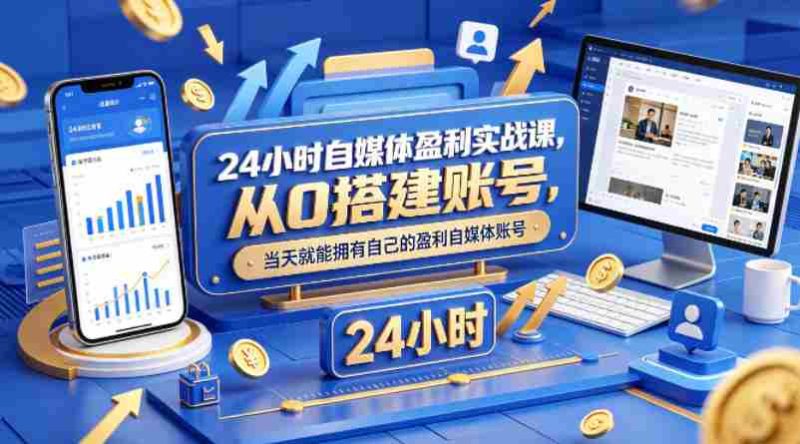 24小时自媒体盈利实战课，从0搭建账号，当天就能拥有自己的盈利自媒体账号-OG资源站