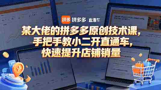某大佬的拼多多原创技术课,手把手教小二开直通车,快速提升店铺销量-OG资源站