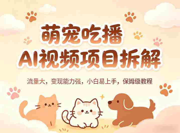 萌宠吃播AI视频项目拆解,流量大,变现能力强,小白易上手,保姆级教程-OG资源站