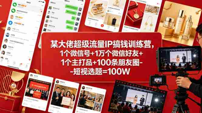 某大佬超级流量IP搞钱训练营,1个微信号+1万个微信好友+1个主打品+100条朋友圈-短视选题=100W-OG资源站