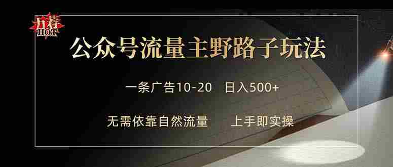 （18178期）公众号流量主野路子玩法 单条广告10-20元 日入500+-OG资源站