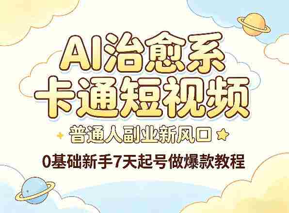 AI治愈系卡通短视频,普通人副业新风口,0基础新手7天起号做爆款教程-OG资源站