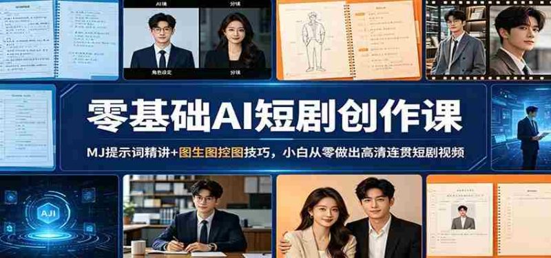 零基础AI短剧创作课：MJ提示词精讲+图生图控图技巧，小白从零做出高清连贯短剧视频-OG资源站