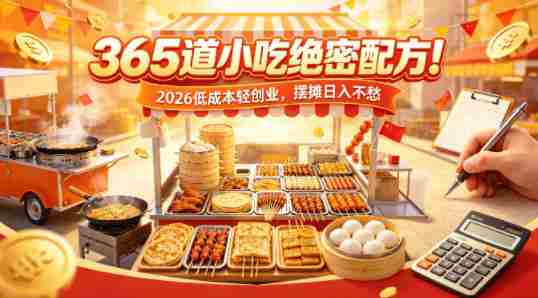 365道小吃绝密配方！2026低成本轻创业，摆摊日入不愁-OG资源站