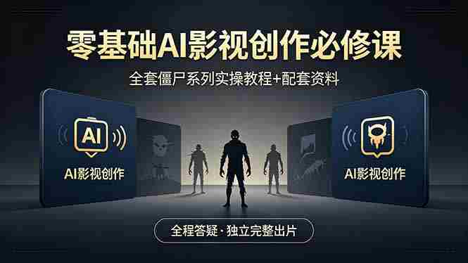 （18185期）零基础AI影视创作必修课，全套僵尸系列实操教程加配套资料，全程答疑带你独立完整出片-OG资源站