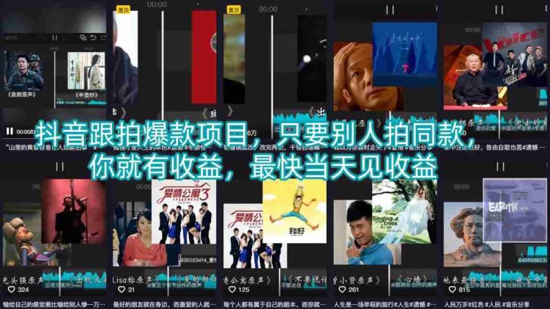 抖音跟拍爆款项目,只要别人拍同款,你就有收益,最快当天见收益-OG资源站