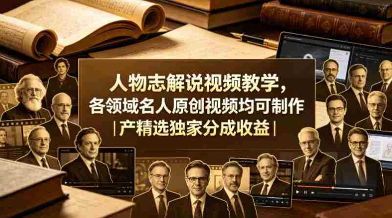 人物志解说视频教学,各领域名人原创视频均可制作丨精选独家分成收益-OG资源站