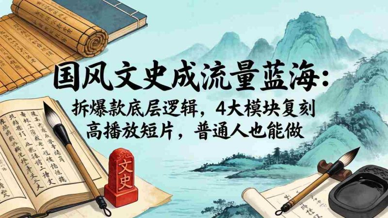 (18227期)国风文史成流量蓝海:拆爆款底层逻辑,4大模块复刻高播放短片,普通人也能做-OG资源站