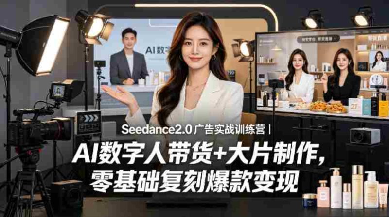 Seedance2.0广告实战训练营｜AI数字人带货+大片制作，零基础复刻爆款变现-OG资源站