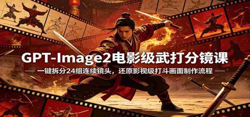 GPT-Image2电影级武打分镜课:一键拆分24组连续镜头,还原影视级打斗画面制作流程-OG资源站