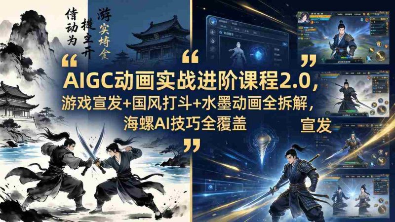 (18235期)AIGC动画实战进阶课程2.0,游戏宣发+国风打斗+水墨动画全拆解,海螺AI技巧全覆盖-OG资源站