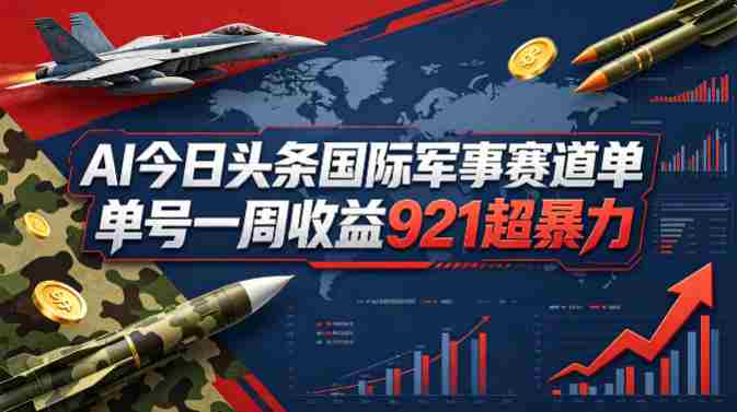 AI今日头条国际军事赛道,单号一周收益921,超暴力-OG资源站