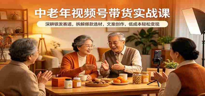 中老年视频号带货实战课:深耕银发赛道,拆解爆款选材,文案创作,低成本轻松变现-OG资源站