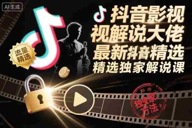 抖音影视解说大佬最新抖音进精选和独家方法,精选独家解说课(更新26年3月)-OG资源站