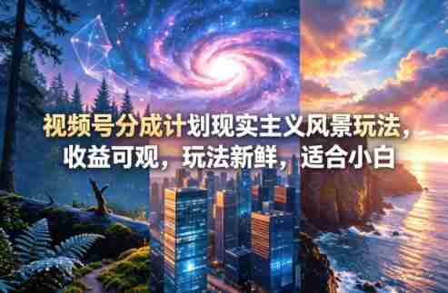 视频号分成计划现实主义风景玩法,收益可观,玩法新鲜,适合小白-OG资源站