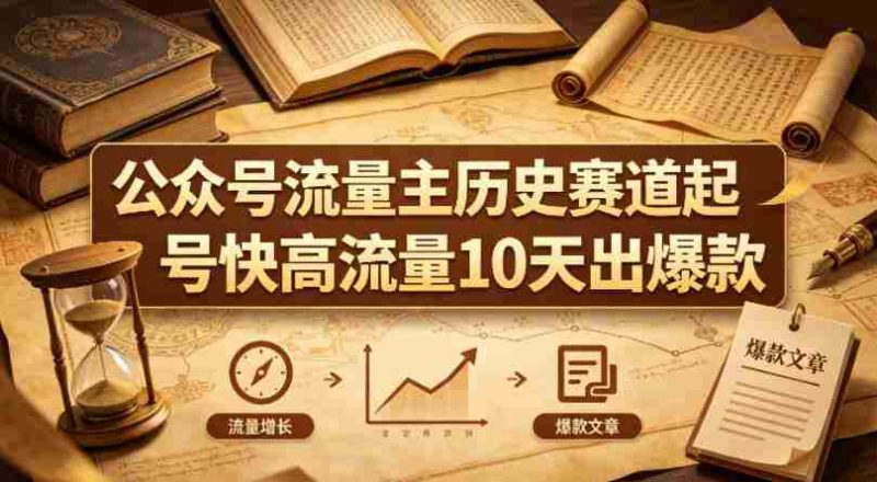 公众号流量主之历史赛道，起号快+高流量，10天就能出爆款！-OG资源站