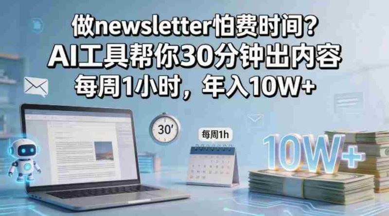 做newsletter怕费时间?AI工具帮你30分钟出内容,每周1小时,年入10W+!【原创双语字幕】-OG资源站