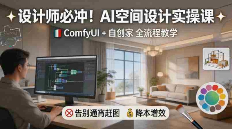 设计师必冲!AI空间设计实操课,ComfyUI+自创家全教学,告别通宵赶图,降本增效-OG资源站