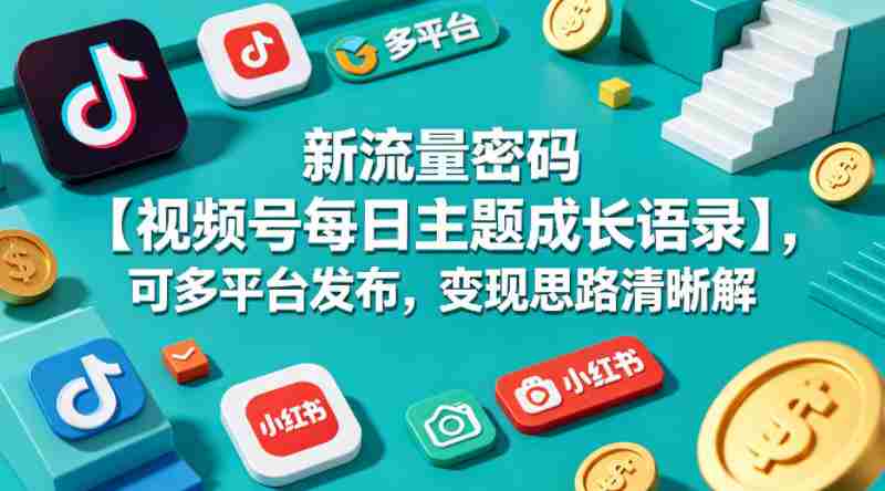 新流量密码【视频号每日主题成长语录】,可多平台发布,变现思路清晰-OG资源站