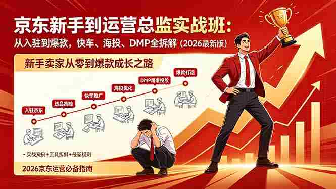 (18291期)京东新手到运营总监实战班:从入驻到爆款,快车、海投、DMP全拆解,2026最新版-OG资源站