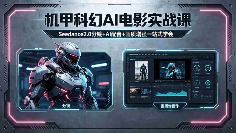 (18303期)机甲科幻 AI 电影实战课,Seedance2.0 分镜 + AI 配音 + 画质增强一站式学会-OG资源站