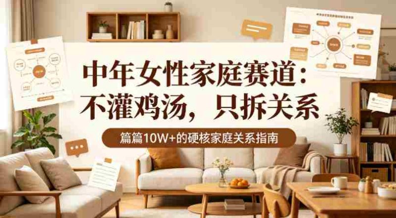公众号流量主【中年女性家庭赛道】,不讲鸡汤、只拆家庭关系,篇篇10w+-OG资源站