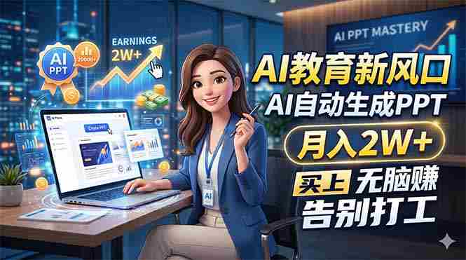 （18330期）AI教育新风口，AI自动生成PPT，月入2W+，无脑赚，告别打工-OG资源站